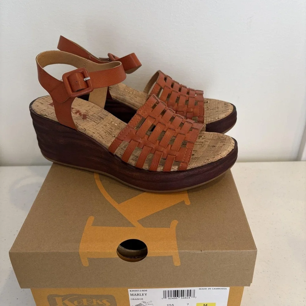 Korks Shoes Womens Size 7 Marley Wedge Sandals Platform Buckle New‎